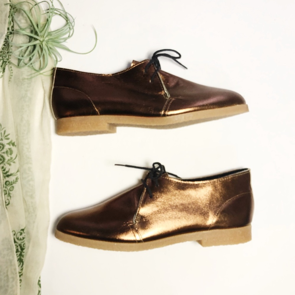 Vtg Daniel Green Deadstock Metallic Leather Shoes